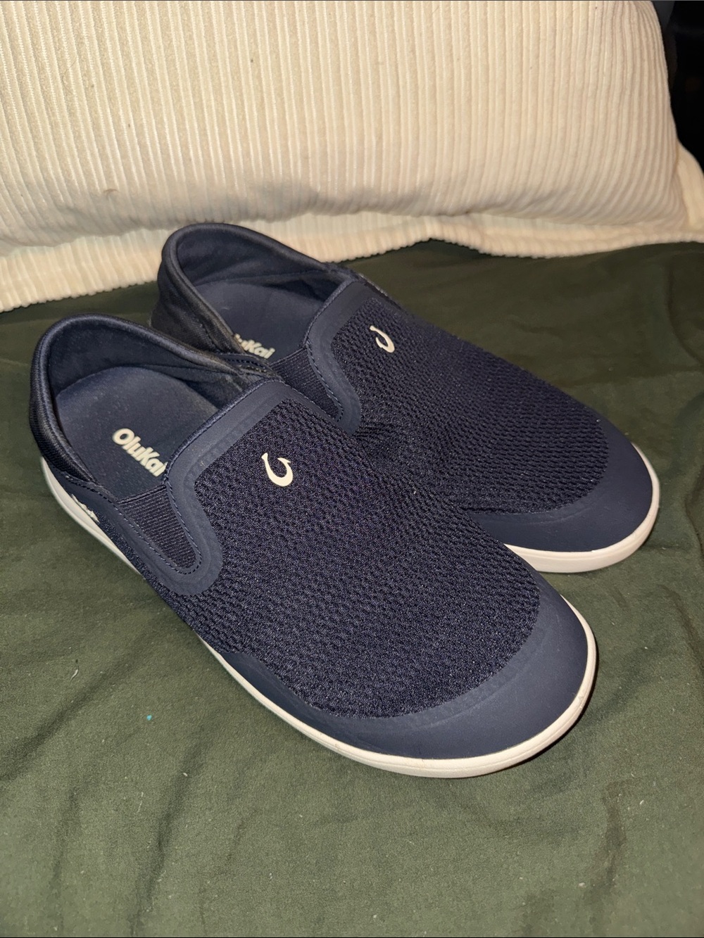 OluKai Men's Navy Slip-On Mesh Loafers
